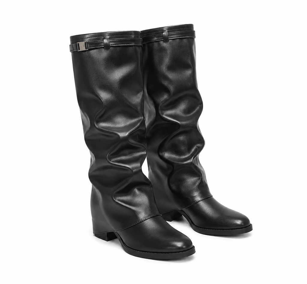Bottes Femme Mollets Larges en Cuir - LYANA