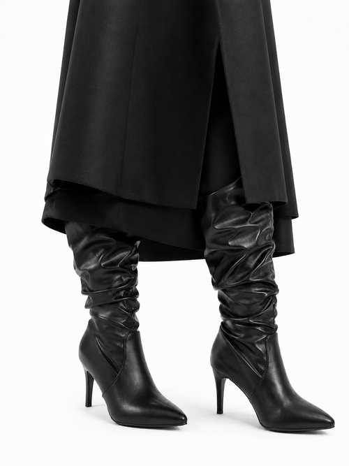 Bottes Femme en Cuir Mollets Larges - LOUISA