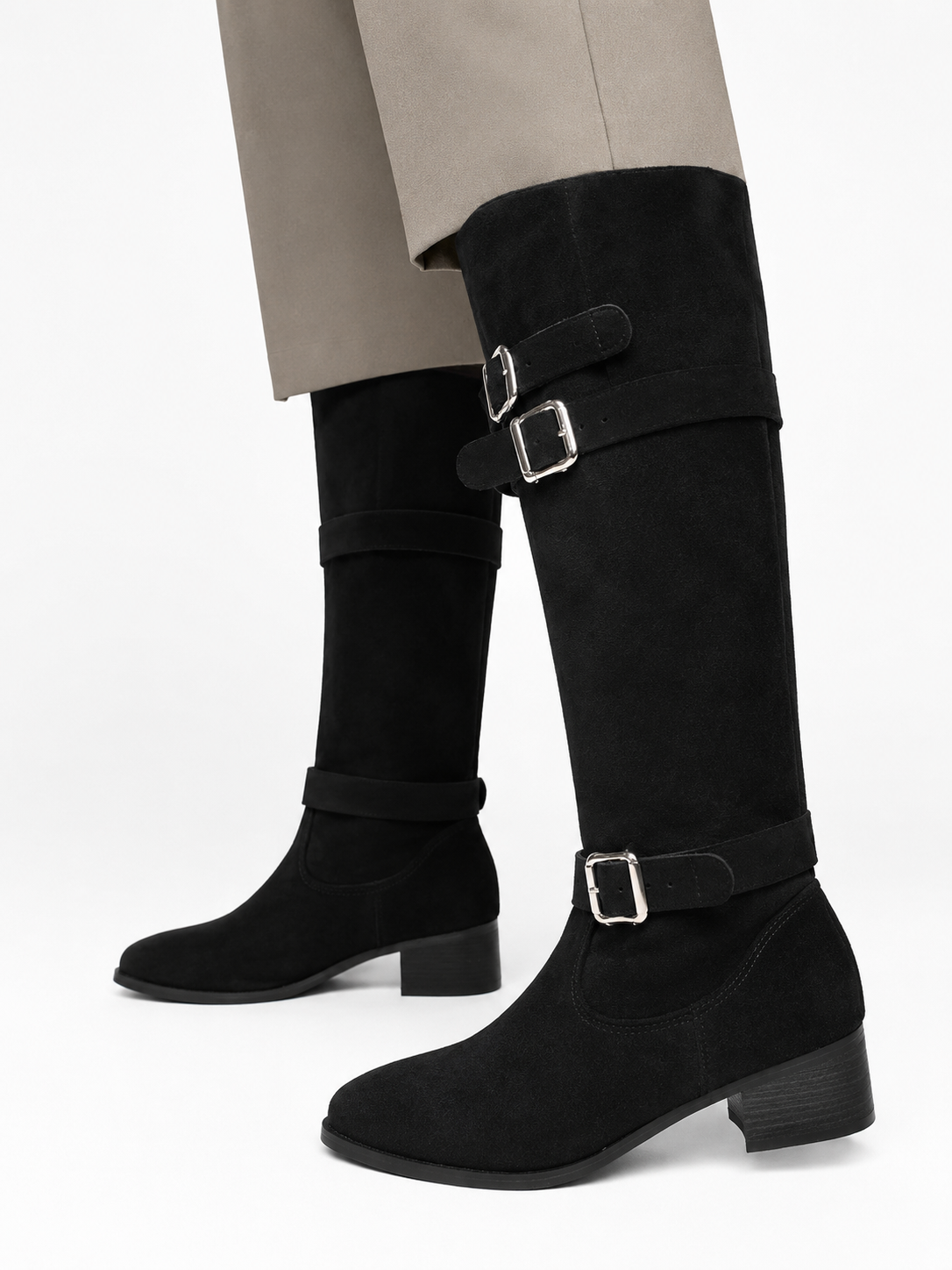 Bottes Femme Mollets Large en Daim - Amalia