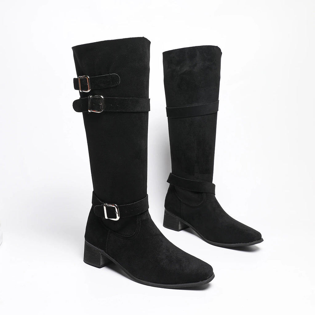 Bottes Femme Mollets Large en Daim - Amalia